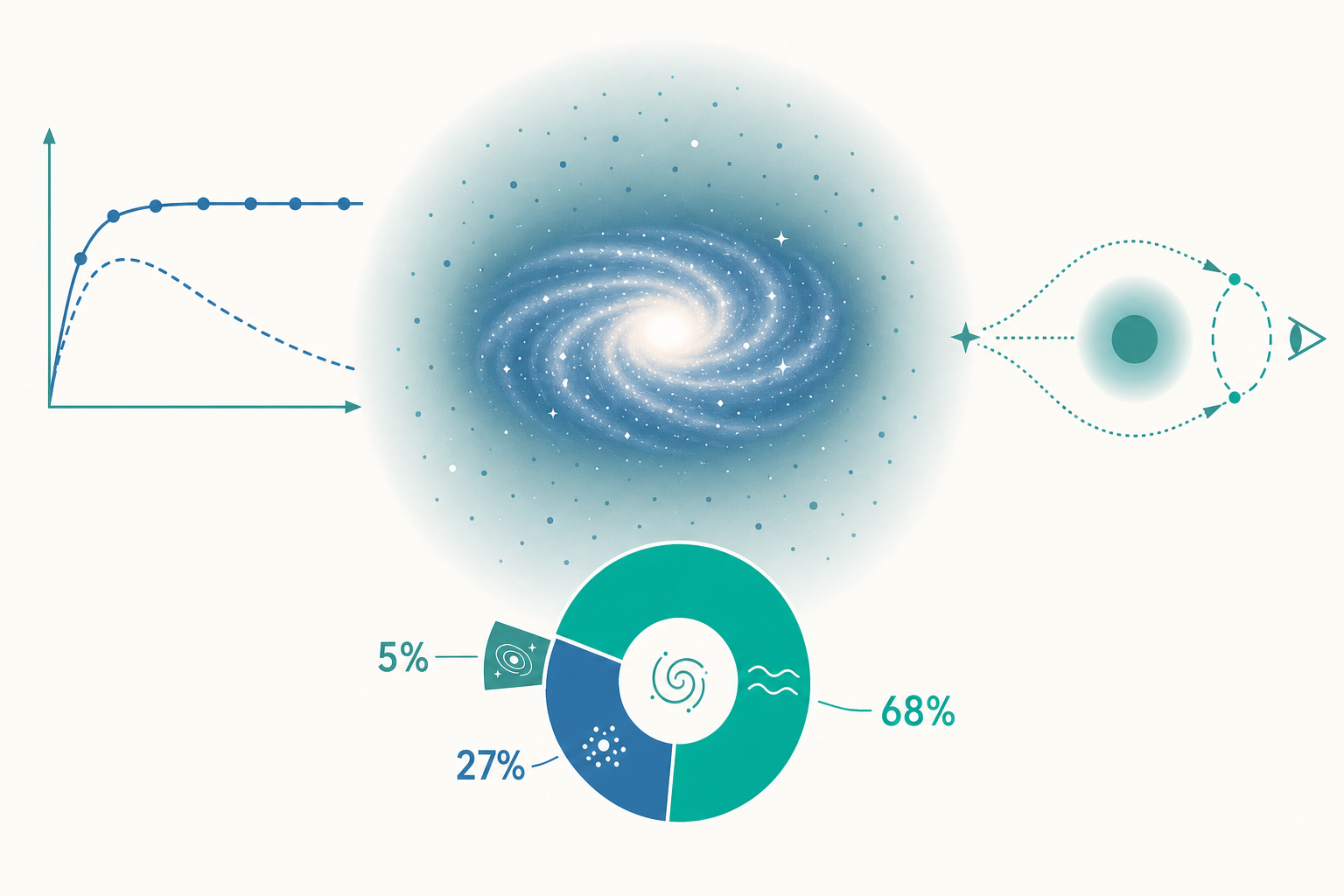 暗物質與暗能量概念示意圖